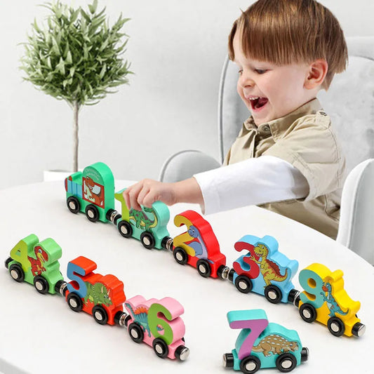 Magnetic Dinosaur Train Set with Wooden Numbers