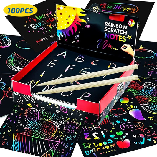 100PCS Rainbow Scratch Mini Notes