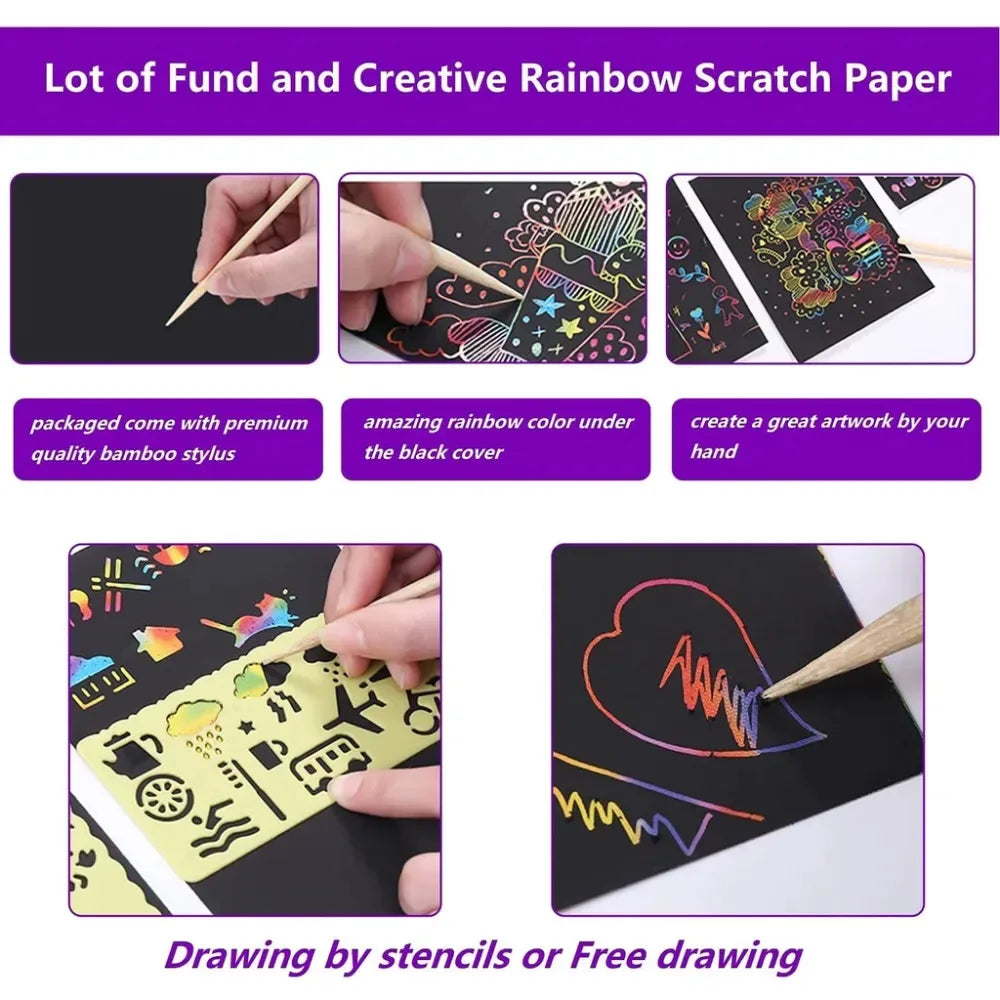 100PCS Rainbow Scratch Mini Notes