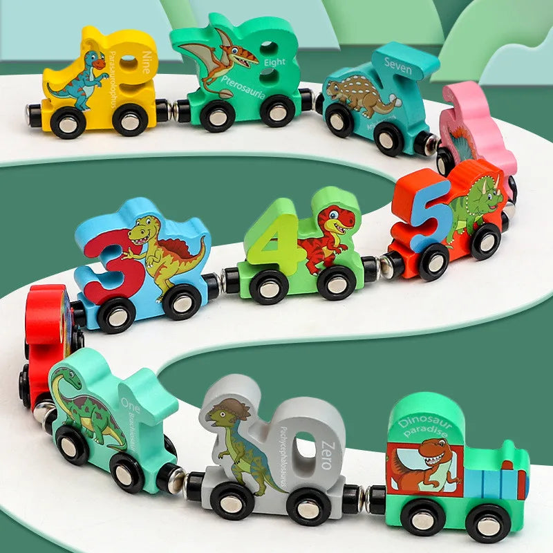 Magnetic Dinosaur Train Set with Wooden Numbers